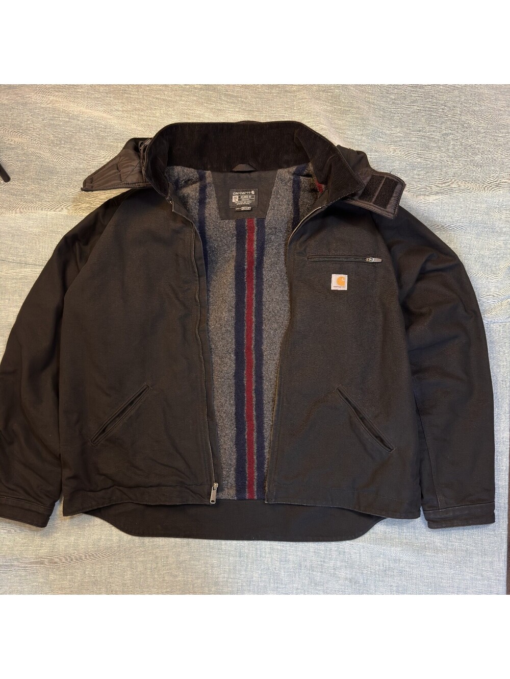 Carhartt Active Jacket Blanket Lined Duck Canvas Corduroy Mens 2XL TALL Detroit